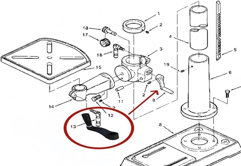 BGD 10601009A1 Drill Press Crank Handle 360° Free Rotation Part Fits Sears Craftsman Machines,for Desktop Drilling Raise Lowe Crank Handle - Image 5